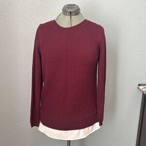 Hilary Radley Rich Burgundy Crew Neck Sweater